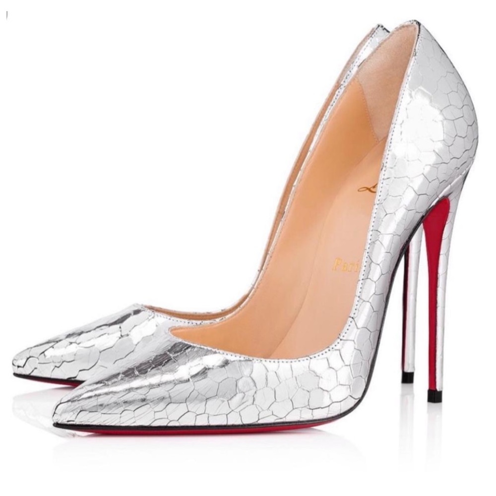 Christian Louboutin | Silver Crackled So Kate Pump
